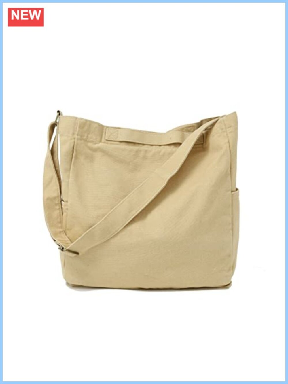 Washed Cotton Canvas Tote Crossbody Shoulder Bag with Pockets